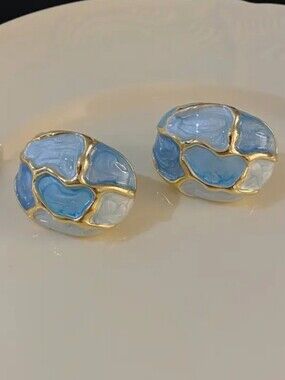 Colorful Turtle Earrings, Vintage Enamel Metal Drop Earrings